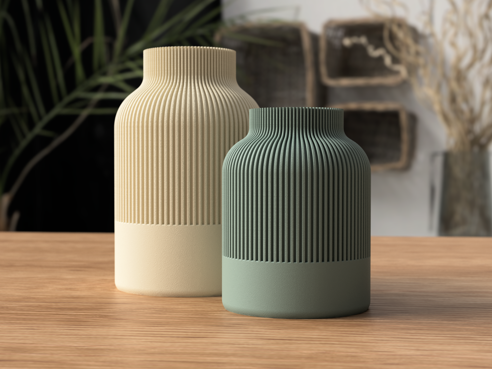 Japandi Ribbed Vase